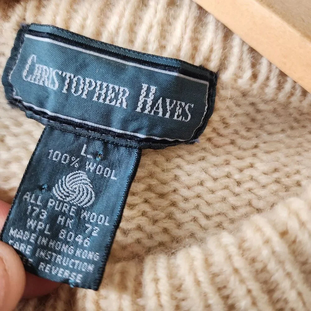 Vtg Christopher Hayes Wool Knit Sweater Fair Isle Nordic Intarsia Mens Large